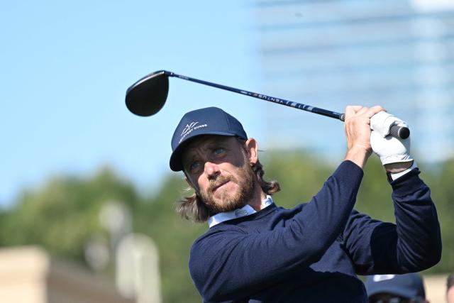 Tommy Fleetwood of England plays a shot on the 7th hole during the first day of the Hero Dubai Desert Classic golf tournament at the Emirates Golf Club in Dubai on January 22, 2026. (Photo by Giuseppe CACACE / AFP)