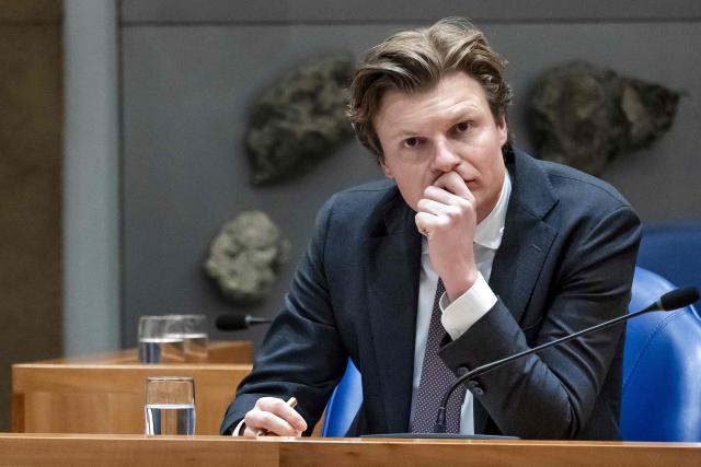 Dutch politician Ruben Brekelmans, outgoing Minister of Defense attends a debate at the plenary hall of the Dutch House of Representatives on an extra EU summit on the situation in Greenland, at The Hague on January 22, 2026. (Photo by Remko de Waal / ANP / AFP) / Netherlands OUT