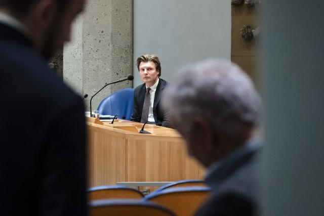 Dutch politician Ruben Brekelmans, outgoing Minister of Defense attends a debate at the plenary hall of the Dutch House of Representatives on an extra EU summit on the situation in Greenland, at The Hague on January 22, 2026. (Photo by Remko de Waal / ANP / AFP) / Netherlands OUT