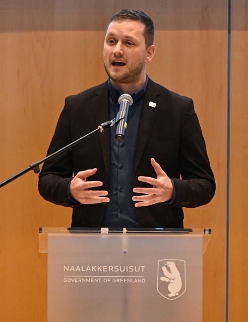 Greenland's Prime Minister Jens-Frederik Nielsen addresses a press conference on January 22, 2026 in Greenland's capital Nuuk. (Photo by Jonathan Nackstrand / AFP)
