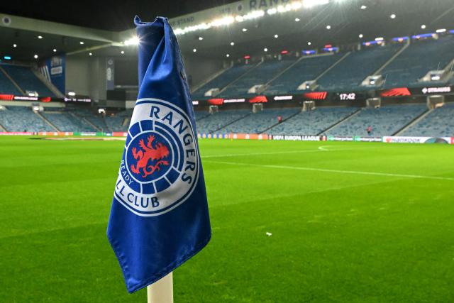 A corner flag is pictured inside the stadium prior to the UEFA Europa League, league-stage football match between Rangers and Ludogorets Razgrad at the Ibrox Stadium in Glasgow on January 22, 2026. (Photo by ANDY BUCHANAN / AFP)