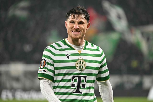Ferencvaros' Israeli midfielder #36 Gavriel Kanichowsky reacts during the UEFA Europa League football match 1st round- Day 7 between Ferencvarosi TC and Panathinaikos in Budapest, Hungary on January 22, 2026. (Photo by Attila KISBENEDEK / AFP)