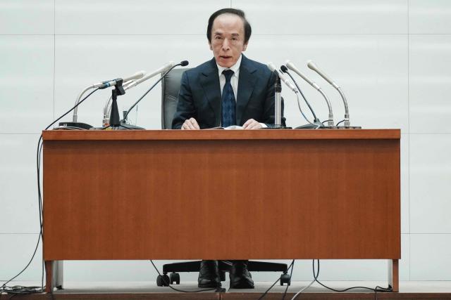 Bank of Japan (BoJ) Governor Kazuo Ueda speaks during a press conference at the Bank of Japan headquarters in Tokyo on June 23, 2026. (Photo by Kazuhiro NOGI / AFP)