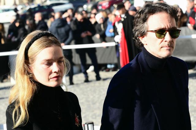 Russian model Natalia Vodianova (L) and Vice-Chairman and CEO of Christian Dior SE Antoine Arnault arrive at the funeral ceremony for the late Italian fashion designer Valentino Gavarani at the Basilic of Santa Maria degli Angeli e dei Martiri, in Rome on January 23, 2026. (Photo by Stefano RELLANDINI / AFP)
