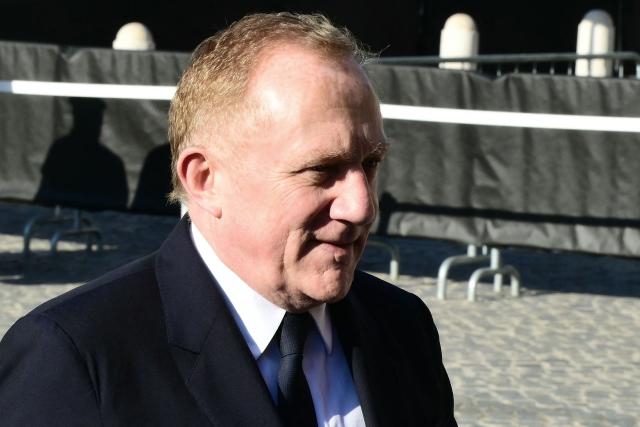 French entrepreneur François-Henri Pinault arrives at the funeral ceremony for the late Italian fashion designer Valentino Gavarani at the Basilic of Santa Maria degli Angeli e dei Martiri, in Rome on January 23, 2026. (Photo by Stefano RELLANDINI / AFP)