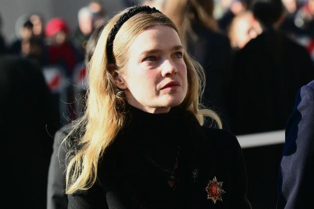 Russian model Natalia Vodianova arrives at the funeral ceremony for the late Italian fashion designer Valentino Gavarani at the Basilic of Santa Maria degli Angeli e dei Martiri, in Rome on January 23, 2026. (Photo by Stefano RELLANDINI / AFP)