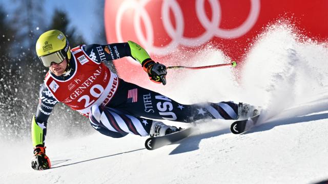 US' Ryan Cochran-siegle competes in the Men's Super G event of the FIS Alpine Ski World Cup in Kitzbuehel, Austria, on January 23, 2026. (Photo by Joe Klamar / AFP)