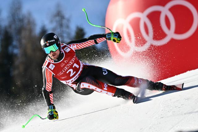 Canada's Cameron Alexander competes in the Men's Super G event of the FIS Alpine Ski World Cup in Kitzbuehel, Austria, on January 23, 2026. (Photo by Joe Klamar / AFP)