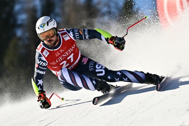 US' Jared Goldberg competes in the Men's Super G event of the FIS Alpine Ski World Cup in Kitzbuehel, Austria, on January 23, 2026. (Photo by Joe Klamar / AFP)