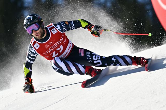 US' Kyle Negomir competes in the Men's Super G event of the FIS Alpine Ski World Cup in Kitzbuehel, Austria, on January 23, 2026. (Photo by Joe Klamar / AFP)