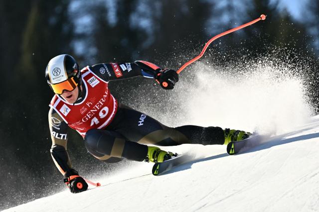 Finland's Elian Lehto competes in the Men's Super G event of the FIS Alpine Ski World Cup in Kitzbuehel, Austria, on January 23, 2026. (Photo by Joe Klamar / AFP)