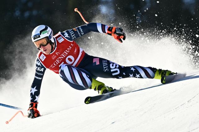 US' Sam Morse competes in the Men's Super G event of the FIS Alpine Ski World Cup in Kitzbuehel, Austria, on January 23, 2026. (Photo by Joe Klamar / AFP)