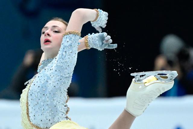 United States' Sarah Everhardt performs in the women’s free skating during the ISU figure skating Four Continents Championships 2026 in Beijing on January 23, 2026. (Photo by WANG Zhao / AFP)