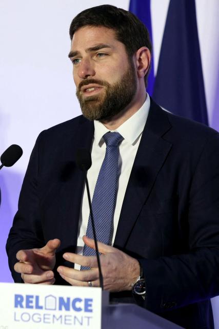 France's Housing Minister Vincent Jeanbrun speaks during a visit to a housing project in Rosny-sous-Bois, in the suburb of Paris on January 23, 2026. (Photo by Thomas SAMSON / AFP)