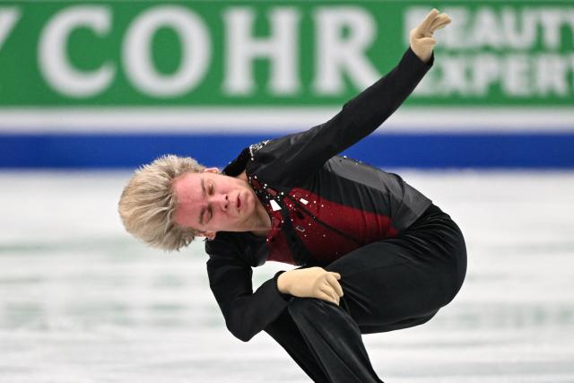 Kazakhstan’s Oleg Melnikov competes in the men’s short program at the ISU Four Continents figure skating championships in Beijing on January 24, 2026. (Photo by Greg Baker / AFP)