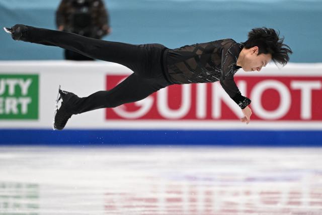 China’s Peng Zhiming competes in the men’s short program at the ISU Four Continents Figure Skating Championships in Beijing on January 24, 2026. (Photo by Greg Baker / AFP)