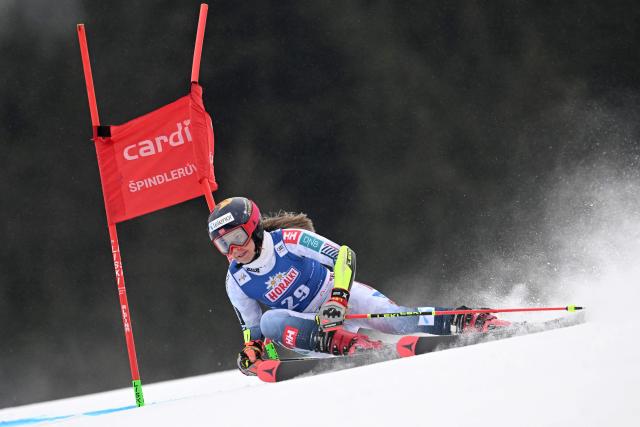 Norway's Madeleine Sylvester-Davik competes during the Women's Giant Slalom event of FIS Alpine Skiing World Cup in Spindleruv Mlyn on January 24, 2026. (Photo by Michal Cizek / AFP)