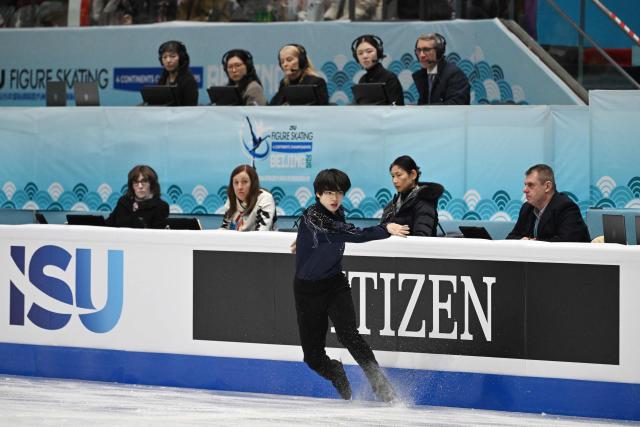 South Korea’s Cha Jun-hwan competes in the men’s short program at the ISU Four Continents Figure Skating Championships in Beijing on January 24, 2026. (Photo by GREG BAKER / AFP)