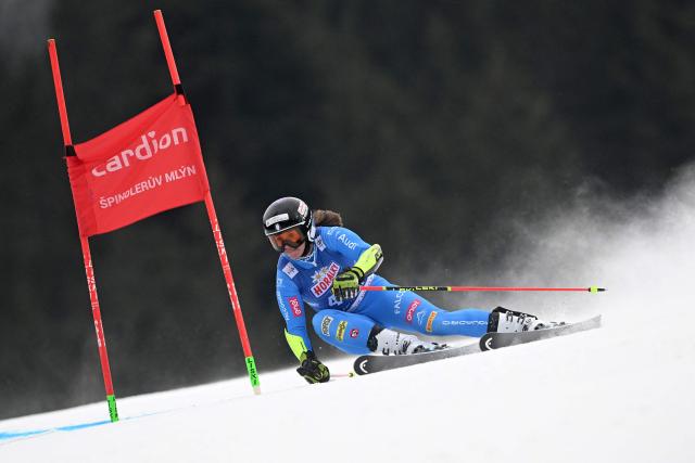 Italy's Ilaria Ghisalberti competes during the Women's Giant Slalom event of FIS Alpine Skiing World Cup in Spindleruv Mlyn on January 24, 2026. (Photo by Michal Cizek / AFP)