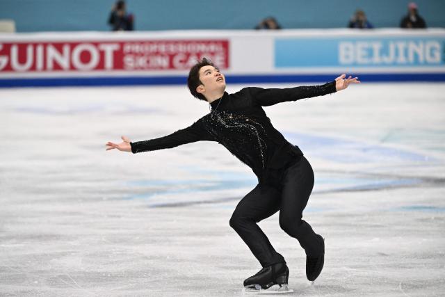 Japan’s Kazuki Tomono competes in the men’s free skating at the ISU Four Continents Figure Skating Championships in Beijing on January 25, 2026. (Photo by Greg Baker / AFP)