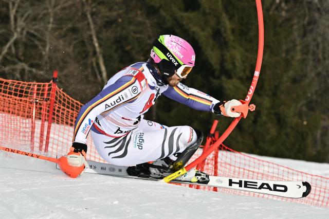 Germany's Linus Strasser races during the Men's slalom event of the FIS Alpine Skiing World Cup in Kitzbuehel, Austria, on January 25, 2026. (Photo by Joe Klamar / AFP)