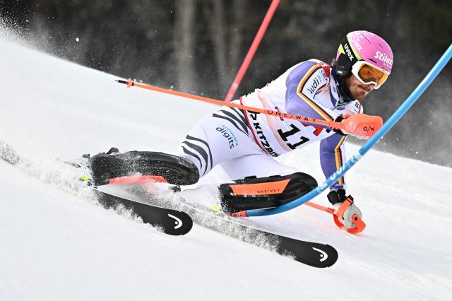 Germany's Linus Strasser races during the Men's slalom event of the FIS Alpine Skiing World Cup in Kitzbuehel, Austria, on January 25, 2026. (Photo by Joe Klamar / AFP)
