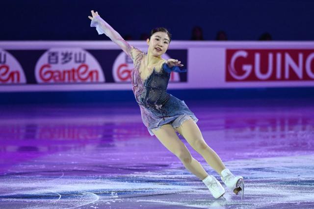 Japan’s Mone Chiba performs in the gala exhibition at the ISU Four Continents Figure Skating Championships in Beijing on January 25, 2026. (Photo by GREG BAKER / AFP)