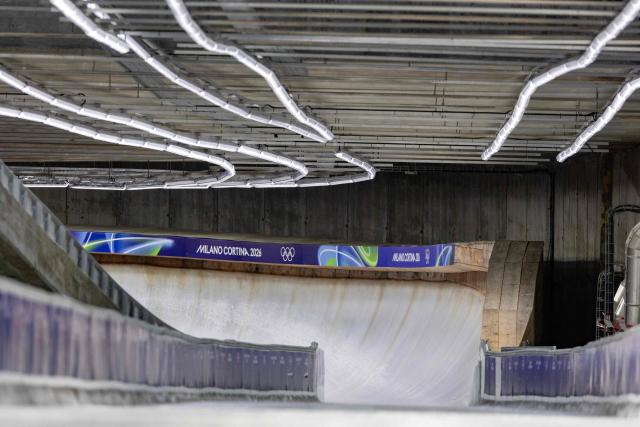(FILES) A picture shows the sliding center which will host the luge and bobsleigh competitions in Cortina d'Ampezzo, northern Italy, prior to the Milano Cortina 2026 Olympic Games, on January 24, 2026. (Photo by Odd ANDERSEN / AFP)