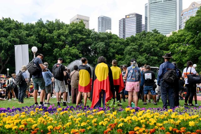 Protesters take part in the annual "Invasion Day" rally, organised on Australia Day, in Sydney on January 26, 2026. (Photo by Steven Markham / AFP)