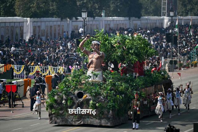 Tableau from India's Chhattisgarh state take part in India's 77th Republic Day parade at Kartavya Path in New Delhi on January 26, 2026.  (Photo by Sajjad HUSSAIN / AFP)