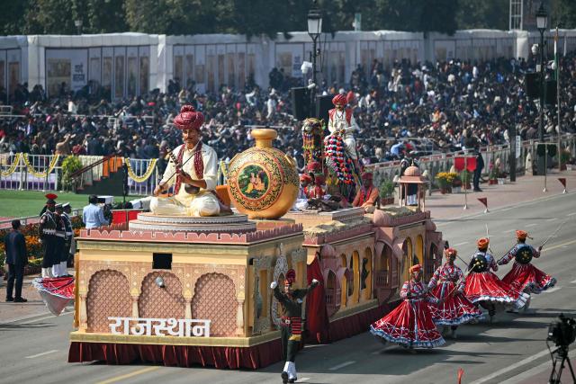 Tableau from India's Rajasthan state take part in India's 77th Republic Day parade at Kartavya Path in New Delhi on January 26, 2026.  (Photo by Sajjad HUSSAIN / AFP)