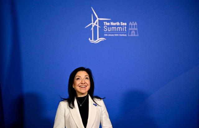 German Economy and Energy Minister Katherina Reiche waits for Energy Ministers prior to the North Sea Summit on January 26, 2026 in Hamburg, northern Germany. European leaders meet to discuss North Sea energy and security cooperation, but fears over US designs on the Arctic island of Greenland may overshadow the talks. The region has long worried about threats posed by Russia -- but more recently tensions have surged over US President Donald Trump's push for the autonomous territory of Denmark. (Photo by Tobias SCHWARZ / AFP)