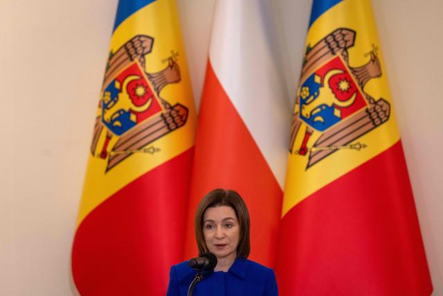 Moldova's President Maia Sandu speaks during a joint press conference with Poland's President at the Presidential Palace in Warsaw, Poland, on January 26, 2026. (Photo by Wojtek RADWANSKI / AFP)