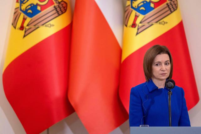 Moldova's President Maia Sandu looks on during a joint press conference with Poland's President at the Presidential Palace in Warsaw, Poland, on January 26, 2026. (Photo by Wojtek RADWANSKI / AFP)