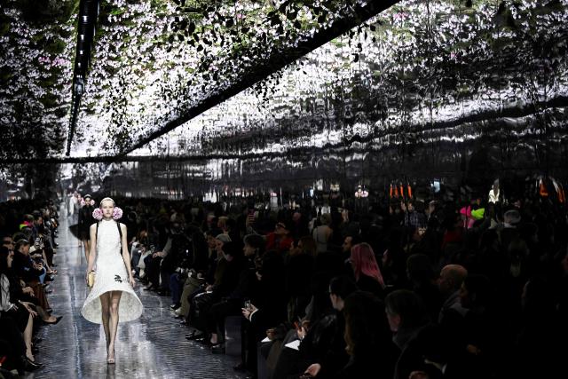 A model presents a creation for Christian Dior during the Women's Haute Couture Spring/Summer 2026 collection fashion show as part of the Paris Haute Couture Fashion Week, in Paris, on January 26, 2026. (Photo by JULIEN DE ROSA / AFP)