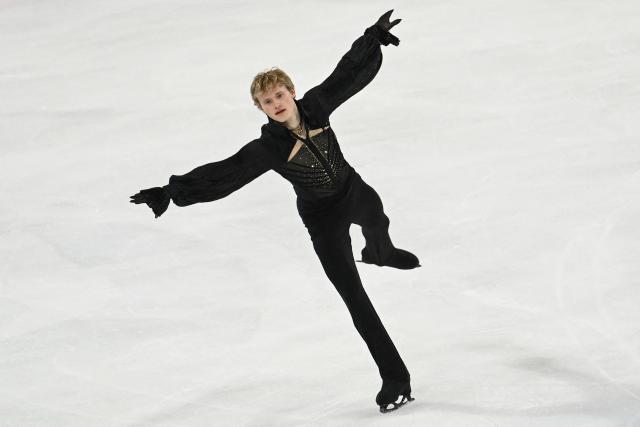 (FILES) US Ilia Malinin performs in the Men's Free Skating event during the ISU 2025 figure skating French Grand Prix in Angers, western France on October 19, 2025. Four years on from an Olympic snub, US figure skater Ilia Malinin has revolutionized his sport in a meteoric rise that has him poised for gold -- and stardom -- at the Milan-Cortina Winter Games. The 21-year-old who dubbed himself "Quad God" long before his array of quadruple jumps carried him to new territory on the ice, has more than grown into the moniker. (Photo by JEAN-FRANCOIS MONIER / AFP)