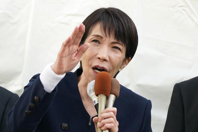Japan's Prime Minister and President of the Liberal Democratic Party Sanae Takaichi delivers her first campaign speech for the House of Representatives election in Tokyo on January 27, 2026. (Photo by Kazuhiro NOGI / AFP)