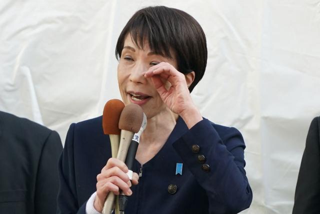 Japan's Prime Minister and President of the Liberal Democratic Party Sanae Takaichi delivers her first campaign speech for the House of Representatives election in Tokyo on January 27, 2026. (Photo by Kazuhiro NOGI / AFP)