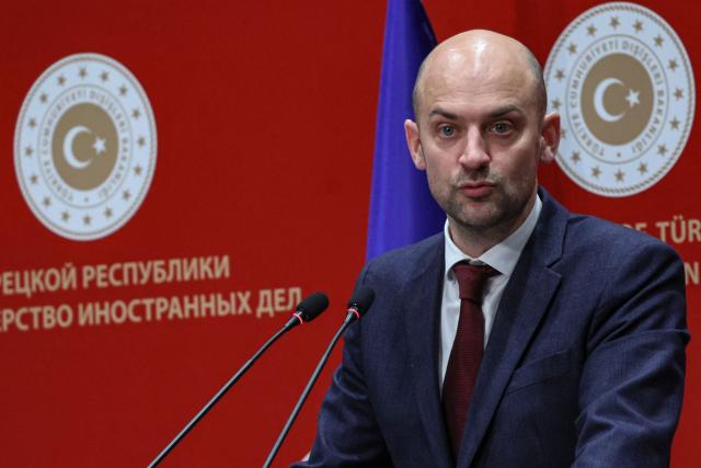 French Foreign Minister Jean-Noel Barrot speaks during a press conference with his Turkish counterpart in Ankara, on January 27, 2026. (Photo by Adem ALTAN / AFP)