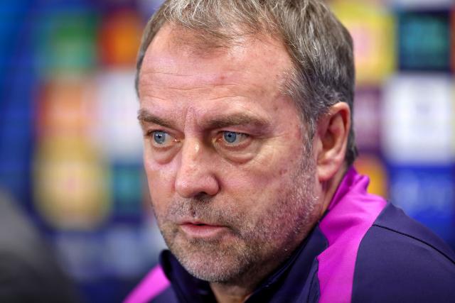 Barcelona's German coach Hans-Dieter Flick attends a press conference on the eve of the UEFA Champions League, League phase matchday 8 match between FC Barcelona and FC Copenhagen at the Joan Gamper training ground in Sant Joan Despi, near Barcelona, on January 27, 2026. (Photo by Josep LAGO / AFP)