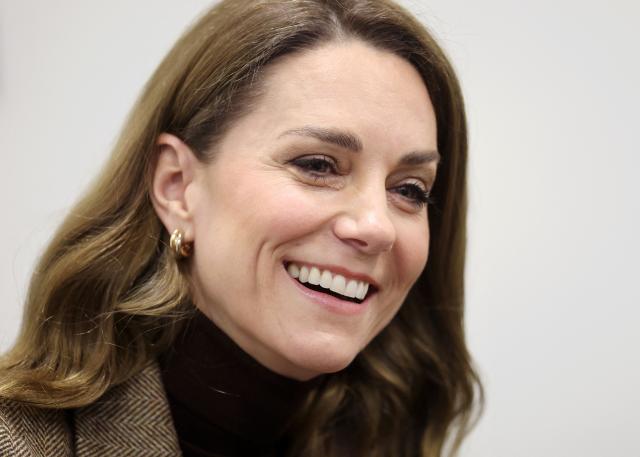 Britain's Catherine, Princess of Wales, reacts during a visit to Family Action's Children's Trauma Therapy Service in Bradford, northern England on January 27, 2026. (Photo by Chris Jackson / POOL / AFP)