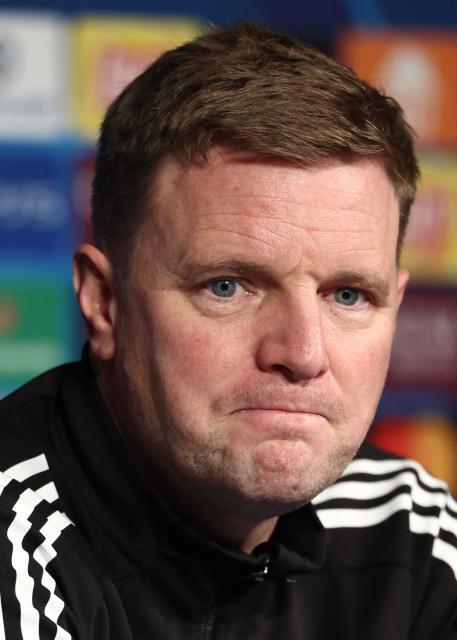 Newcastle United's English head coach Eddie Howe attends a press conference at the Parc des Princes Stadium in western Paris on January 27, 2026, on the eve of the UEFA Champions League first round day 8 football match between Paris Saint-Germain and Newcastle. (Photo by FRANCK FIFE / AFP)