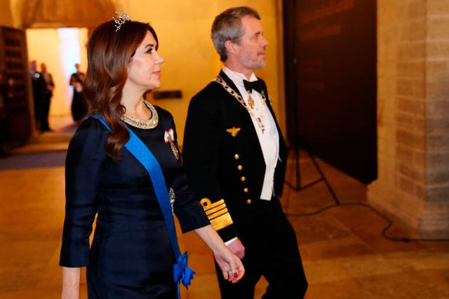 King Frederik X of Denmark (R) and Queen Mary of Denmark attend a state banquet with a concert at St. Nicholas Church in Tallinn, Estonia, on January 27, 2026. The royal couple is on a state visit to Estonia from January 27-28, 2026. The visit particularly focuses on digital resilience and cybersecurity. (Photo by Ida Marie Odgaard / Ritzau Scanpix / AFP) / Denmark OUT