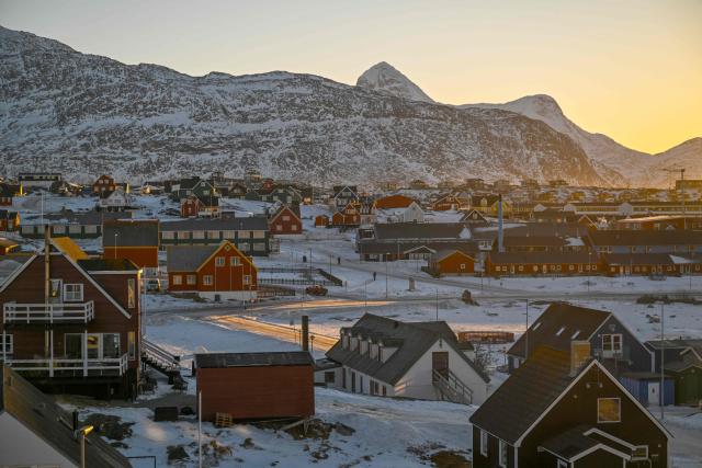 A photo shows the residential area in the city of Nuuk, western Greenland, on January 27, 2026. (Photo by Ina FASSBENDER / AFP)