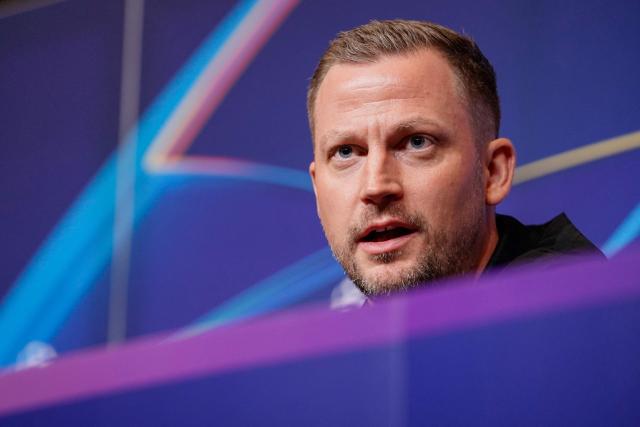 FC Copenhagen's Danish coach Jacob Neestrup attends a press conference on the eve of the UEFA Champions League, League phase matchday 8 match between Athletic Club Bilbao and Sporting CP at the San Mames stadium in Bilbao on January 27, 2026. (Photo by Manaure Quintero / AFP)
