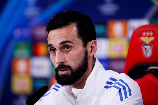 Real Madrid's Spanish head coach Alvaro Arbeloa attends a press conference on the eve of the UEFA Champions League, League phase matchday 8 match between SL Benfica and Real Madrid CF at the Luz stadium in Lisbon on January 27, 2026. (Photo by FILIPE AMORIM / AFP)