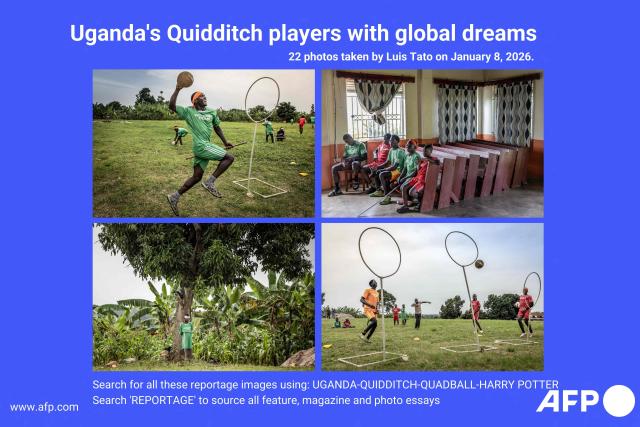 AFP presents a reportage of 22 pictures taken by photographer Luis Tato in the village of Katwadde, Lwengo District, on January 8, 2026, of Uganda's Quidditch players with global dreams.
The craze for Harry Potter's favourite sport, Quidditch, has reached a remote village in southern Uganda.
In a clearing surrounded by banana trees, deep in rural Uganda, players are running around with sticks between their legs in lieu of broomsticks.
The adapted version of Quidditch, officially called quadball, has gained a following around the world and it came to Katwadde village in Uganda in 2013 thanks to primary school teacher John Ssentamu, who discovered the sport after reading a Harry Potter book over the shoulder of someone on a bus. (Photo by Luis TATO / AFP)