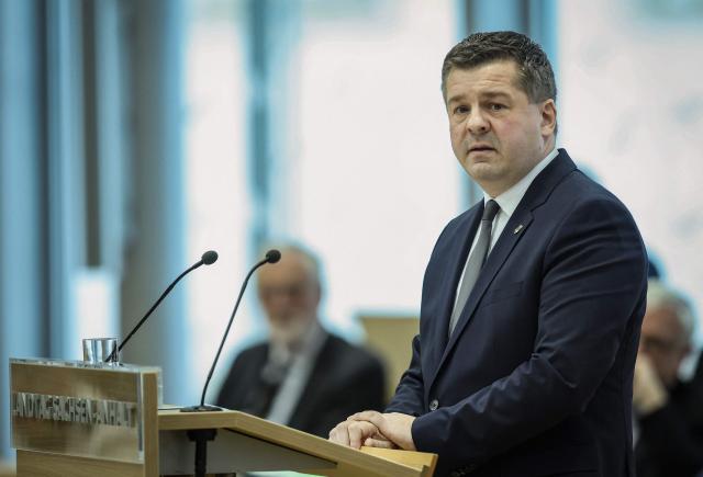 Saxony-Anhalt's incoming State Premier Sven Schulze gives a speech at Saxony-Anhalt's State Parliament, on January 28, 2026 in Magdeburg, eastern Germany, after he was elected as the new regional leader. After roughly 15 years in office, Haseloff will not run in Saxony-Anhalt's state elections scheduled on September 6, 2026. (Photo by Ronny HARTMANN / AFP)
