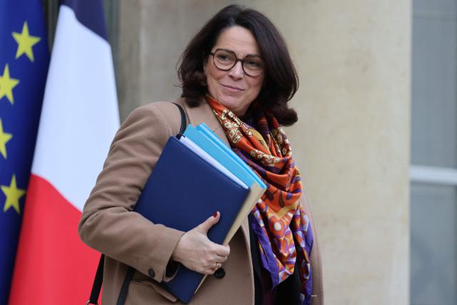 France's Sports Minister Marina Ferrari leaves after attending the weekly cabinet meeting at The Elysee Presidential Palace, in Paris, on January 28, 2026. (Photo by Ludovic MARIN / AFP)
