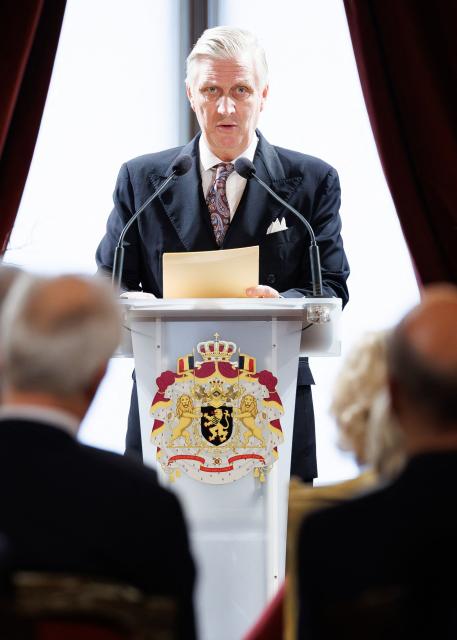 King Philippe - Filip of Belgium delivers a speech at a New Year's reception organized by the Royal Family for the Belgian Authorities, at the Royal Palace in Brussels, on January 28, 2026. (Photo by BENOIT DOPPAGNE / Belga / AFP) / Belgium OUT